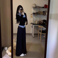 高级感纯欲风polo领春秋韩版时尚学院风修身收腰休闲两件套女装