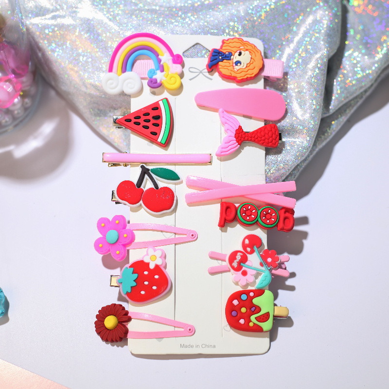 Nuevo clips de dibujos animados para niños coreanos lindos color de caramelo hecho a mano no daña el cabello frange clip para el cabello bebé clip para el cabello toque