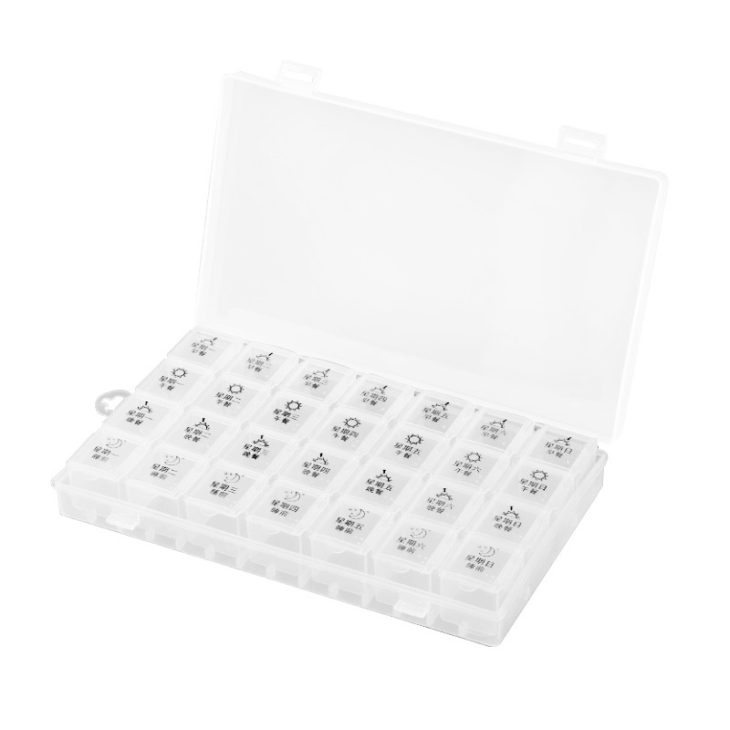 Pill Box Packaging Box Seven Days a Week Portable Medicine Reminder Plastic Sealed Storage Storage Box