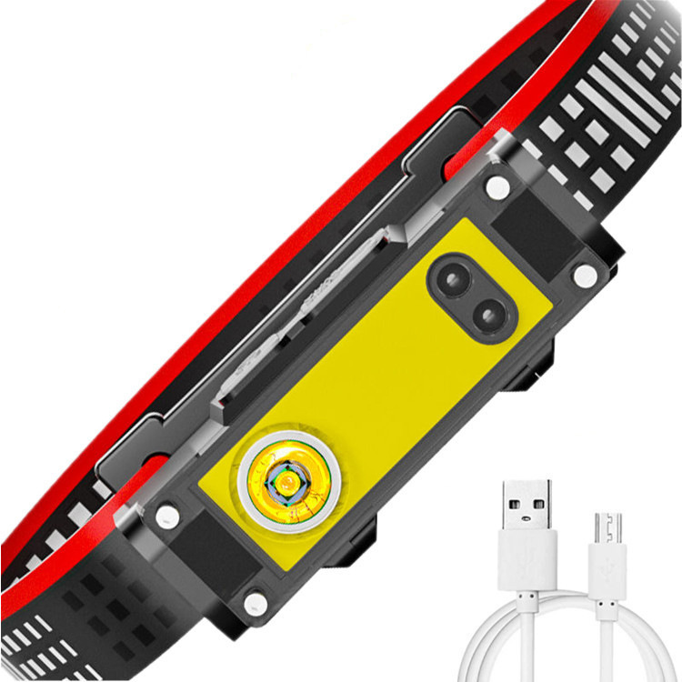 Transfronterizo multifuncional COB faro montado en la cabeza fuerte luz faro USB carga impermeable noche pesca lámpara de iluminación