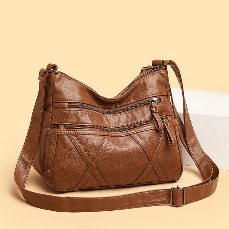 Bag Women's Crossbody Bag Shoulder Bag Autumn and Winter Large Capacity Women's Internet Popular Women's Mother-in-law Western-style Soft Leather Middle-aged Mother's Bag
