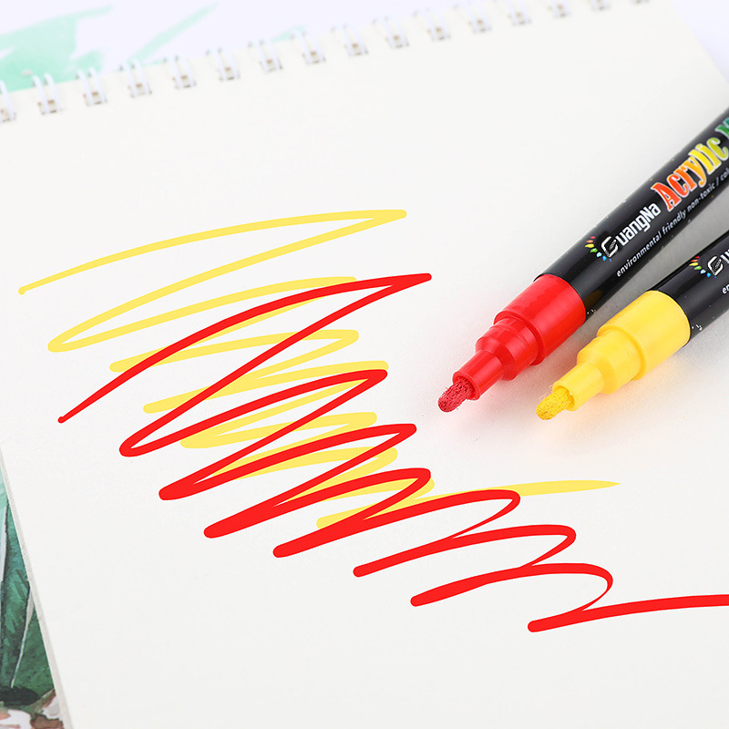 Guangna s130-12 traje de acrílico color marcador de arte 12 color traje 2mm pluma cabeza de la pluma de pintura transfronteriza