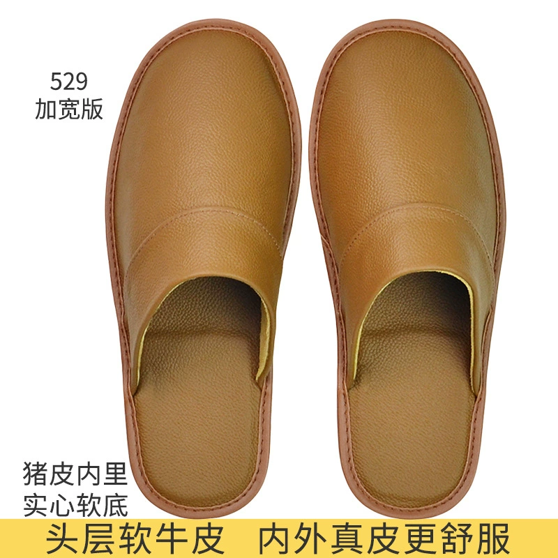 Высококачественные тапочки с носком из мягкой кожи первого слоя, изготовленные из натуральной кожи внутри и снаружи, подходят для мужчин, женщин и пожилых людей, для использования в помещении, весна и осень, с нескользящей мягкой подошвой.