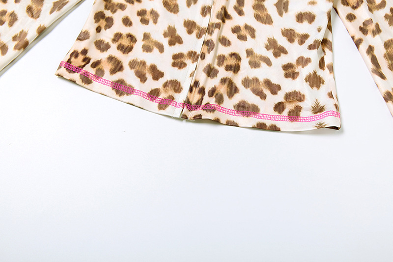 Spring Casual Leopard Print Slim Fit Hood Zipper Top High Waist Shorts Set Women