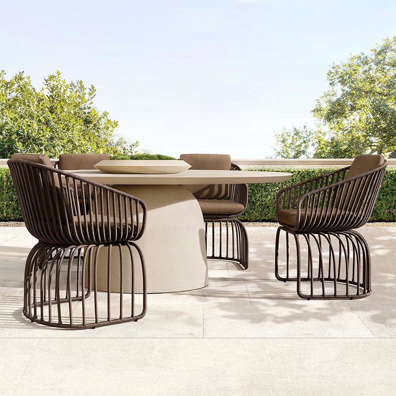 Mesa y silla al aire libre patio terraza a prueba de agua protección solar ocio muebles jardín al aire libre mesa y silla de caña combinación