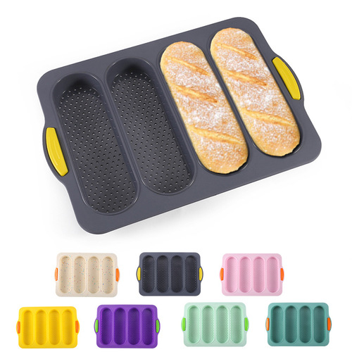 Food grade 4-slot baguette silicone mold non-stick baking pan bread oven cake mold baking tool