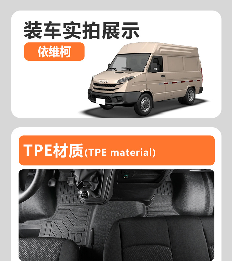 Suitable for Iveco Daily front row 11-26 models, full coverage interior accessories, TPE car floor mats, interior modification