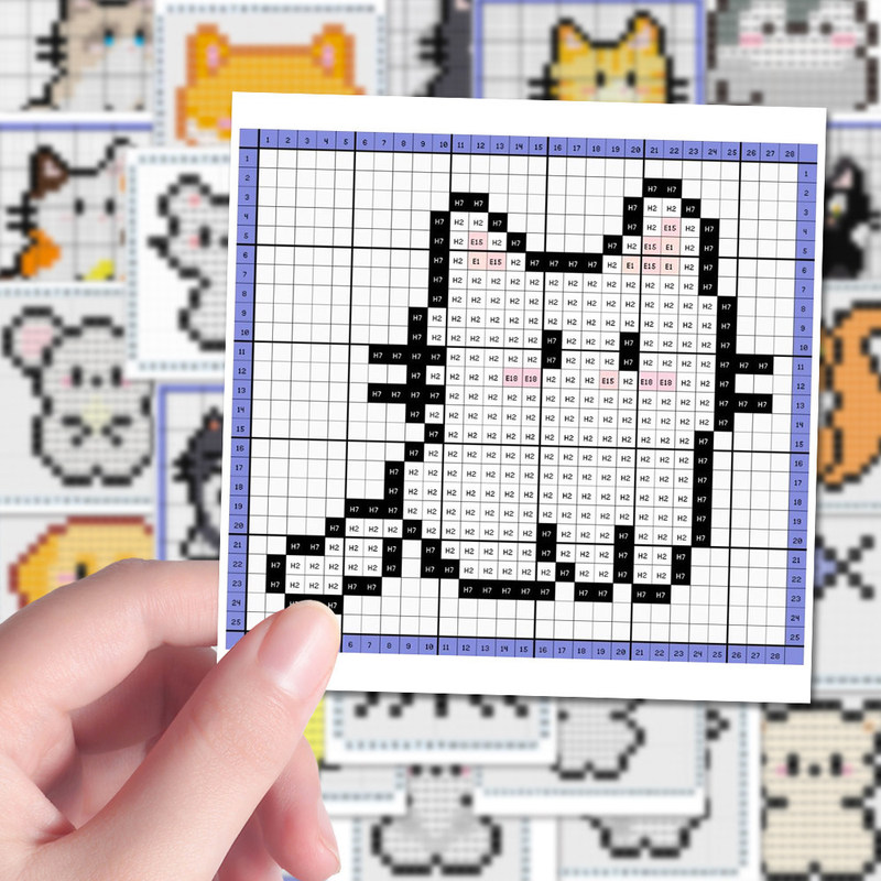 96 Cute Little Animal Pegboard Stickers, Fun Pixel-Style Cat and Dog Stickers for Parent-Child Interaction