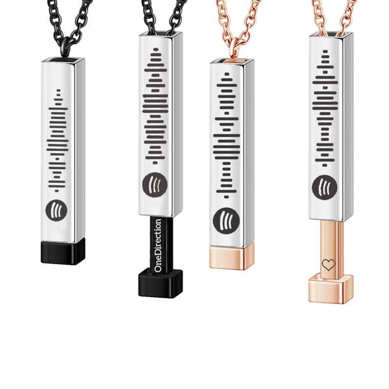 2021 European and American new women's three-dimensional stick double-layer clavicle necklace lettering Spotify Code Music necklace