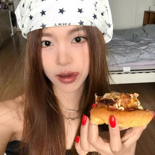 Hip-Hop Style Street Dance Versatile Five-Pointed Star Turban Hat for Women Summer Korean Retro Hot Girl Versatile Small Square Silk Scarf Scarf