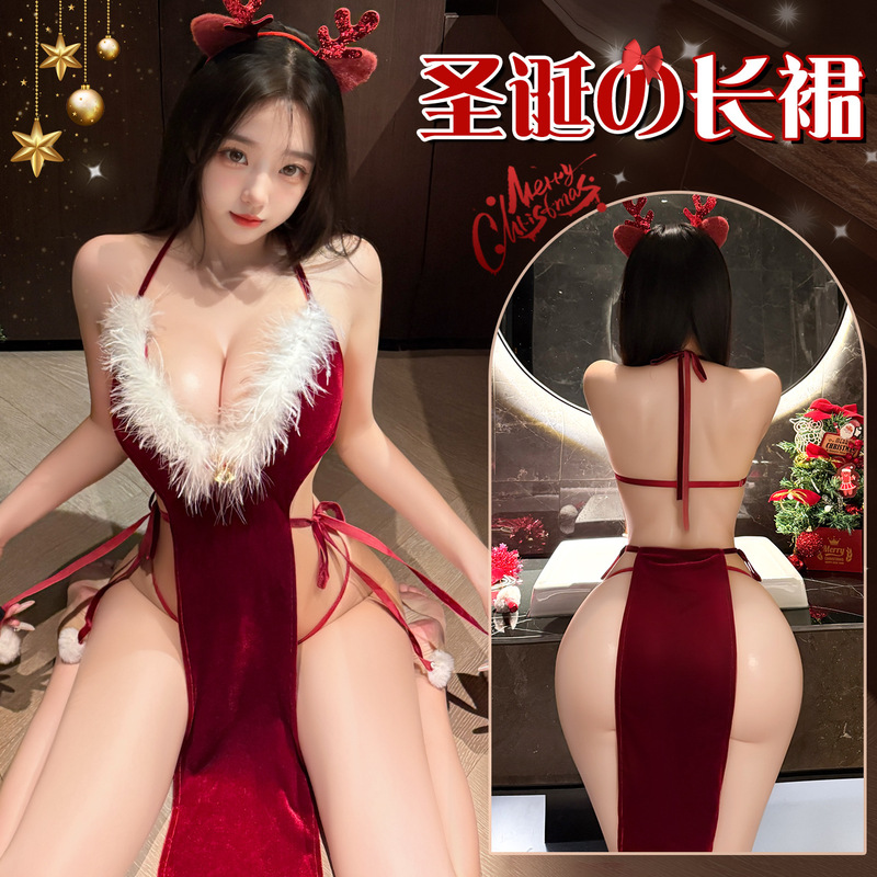 Manyan New Year's Sexy Velvet Long Dress, Slim-Fitting Nightgown, Christmas Uniform, Erotic Lingerie 100670 Manyan New Year's Sexy Velvet Long Dress, Slim-Fitting Nightgown, Christmas Uniform, Erotic Lingerie 100670