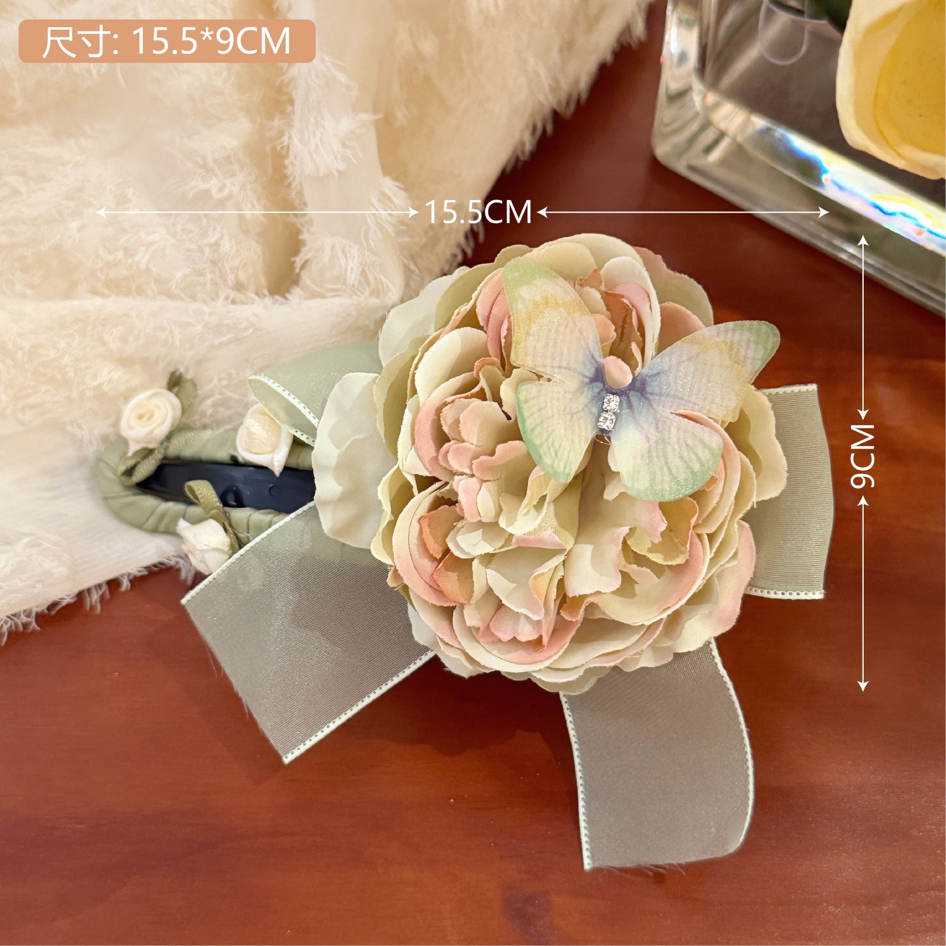 Nuevo super inmortal mallas flores clip de cabello adornamiento para el cabello de la cabeza de la niña dulce Sen sistema de clip de tiburón una palabra agarrar clip al por mayor