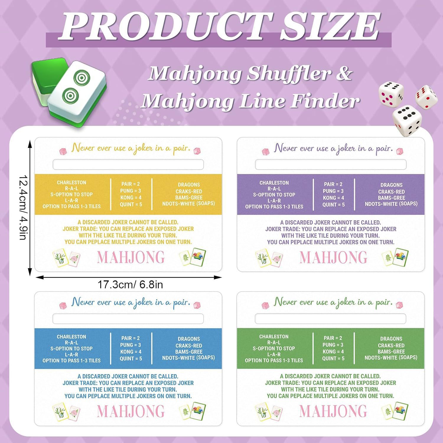 4 Piece Mahjong Finder and Tile Mixer 2 in 1 for 2026 Mahjong Card Rules Reader