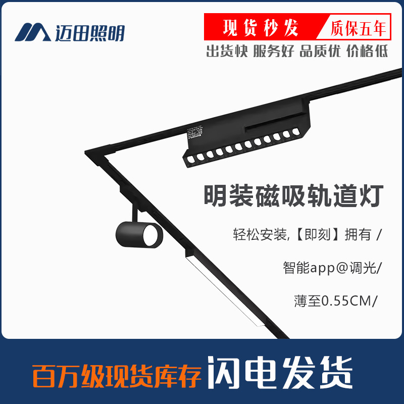 Commercial Store Led Spotlight Track Spotlight Atmospheric Anti-Glare Flicker-Free Embedded Magnetic Track Light