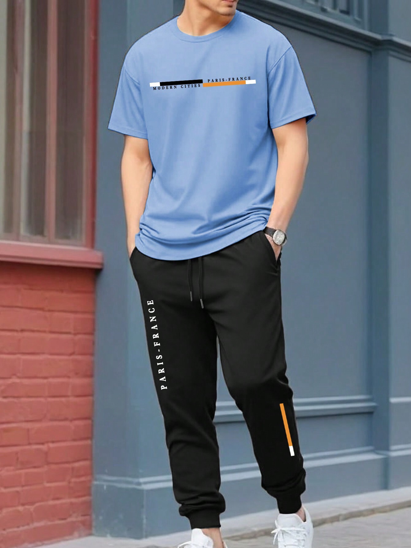 Pantalones de camiseta de manga corta sueltos de la marca de moda 2024 nuevo traje de dos piezas simple y casual ME13 ML4