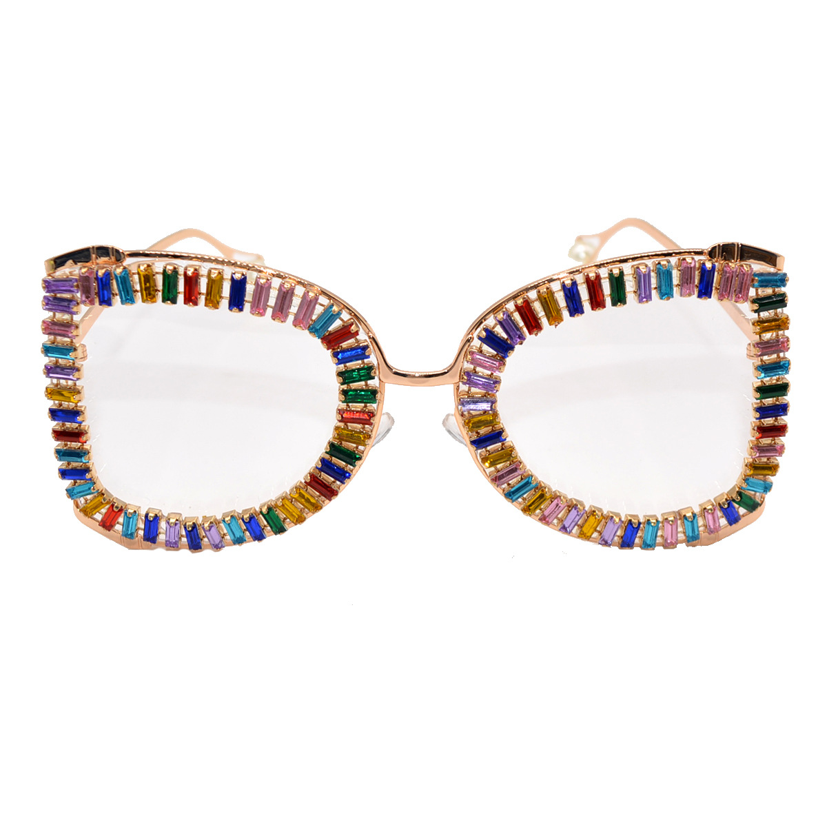 Sweet Style Sweet Color Block Resin Square Diamond Full Frame Optical Glasses