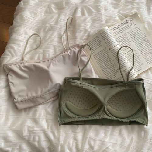 Summer ice silk small breasts gathered small straps tube top no wire bra fixed cup beautiful back underwear anti-exposure wrapped chest