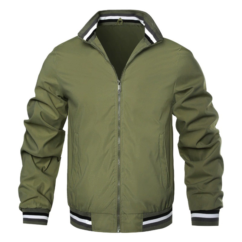 2024 Повседневная мужская куртка с воротником-стойкой Amazon Весна и осень Универсальная спортивная однотонная куртка Мужская трансграничная внешняя торговля Готовый запас