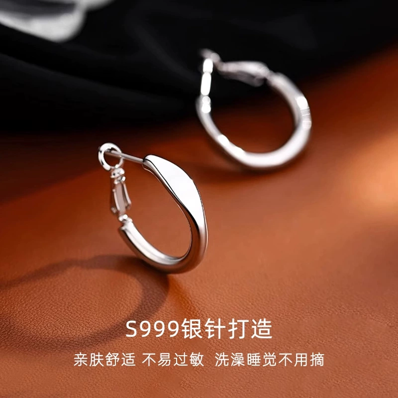 Silver needle, earrings, silver 999 sample, simple and elegant design
