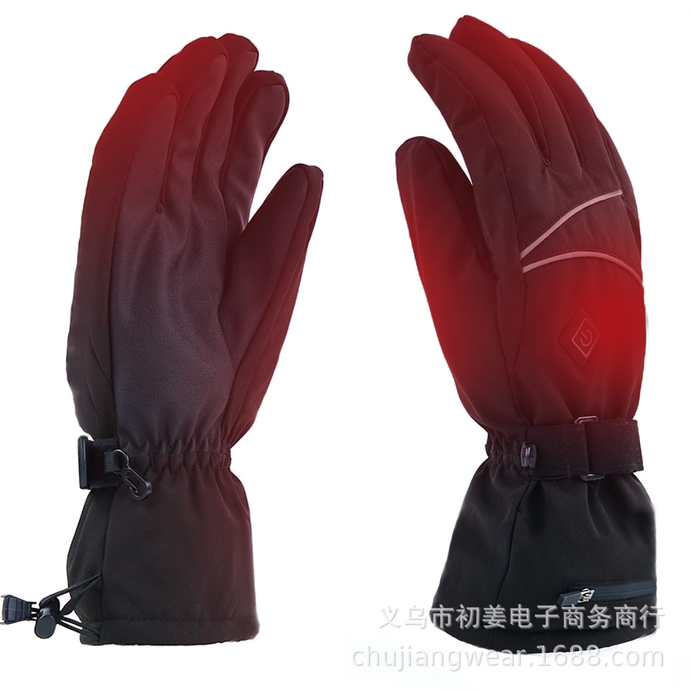 Three-gear temperature control gloves electric heating gloves outdoor sports gloves heating gloves five-finger electric heating gloves