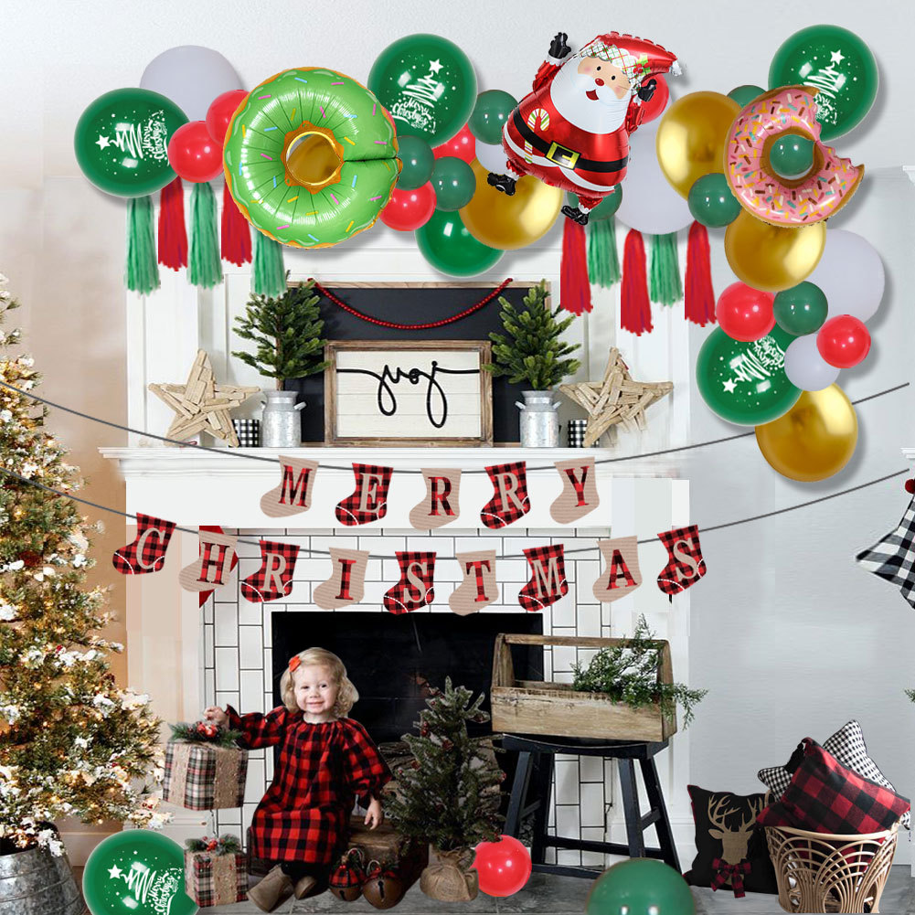 Navidad calcetines a cuadros tire traje de bandera 1