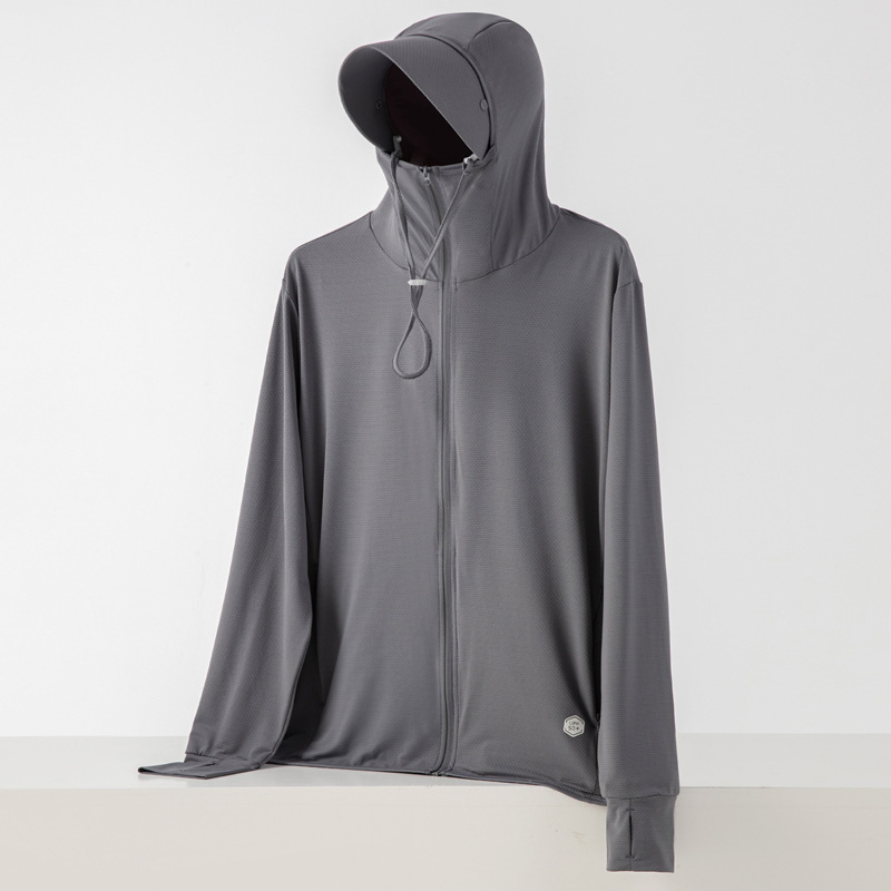 UPF50 + tecnología de protección solar delgada ropa de piel transpirable para hombres y mujeres deportivos al aire libre chaqueta de pareja encapuchada para hombres