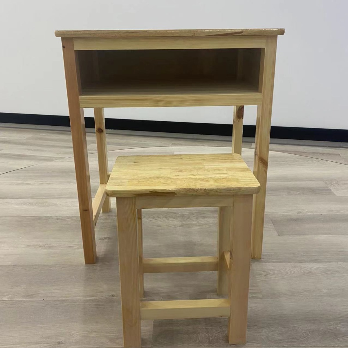 Rubber wood single desk and chair children's study desk solid wood primary and secondary school school desk stool classroom training course