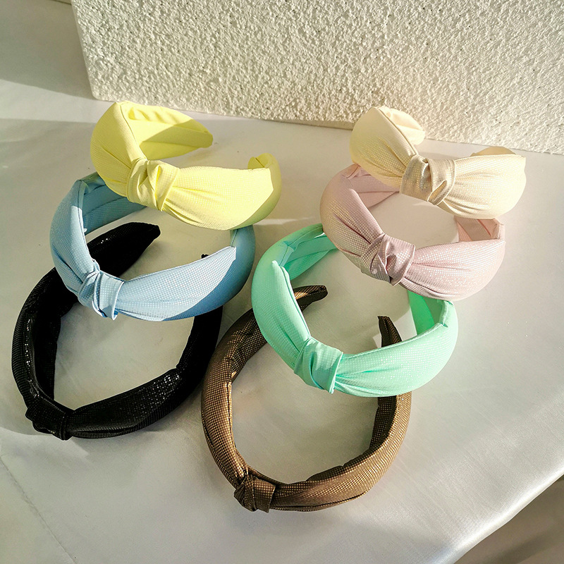 Korean Pure Color Shiny Cloth Knotted Headband display picture 1