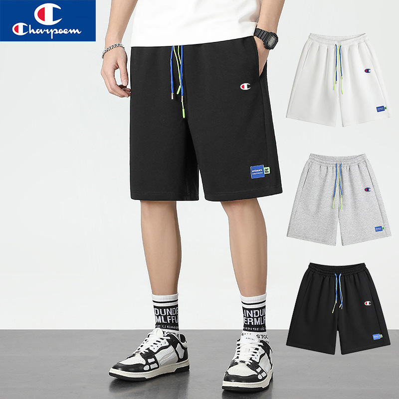 Champion Graffiti 2025 Summer Trendy Brand Large Size Embroidered Quarter Pants Plus Fat Extra Large Sports Couple Casual Shorts Men