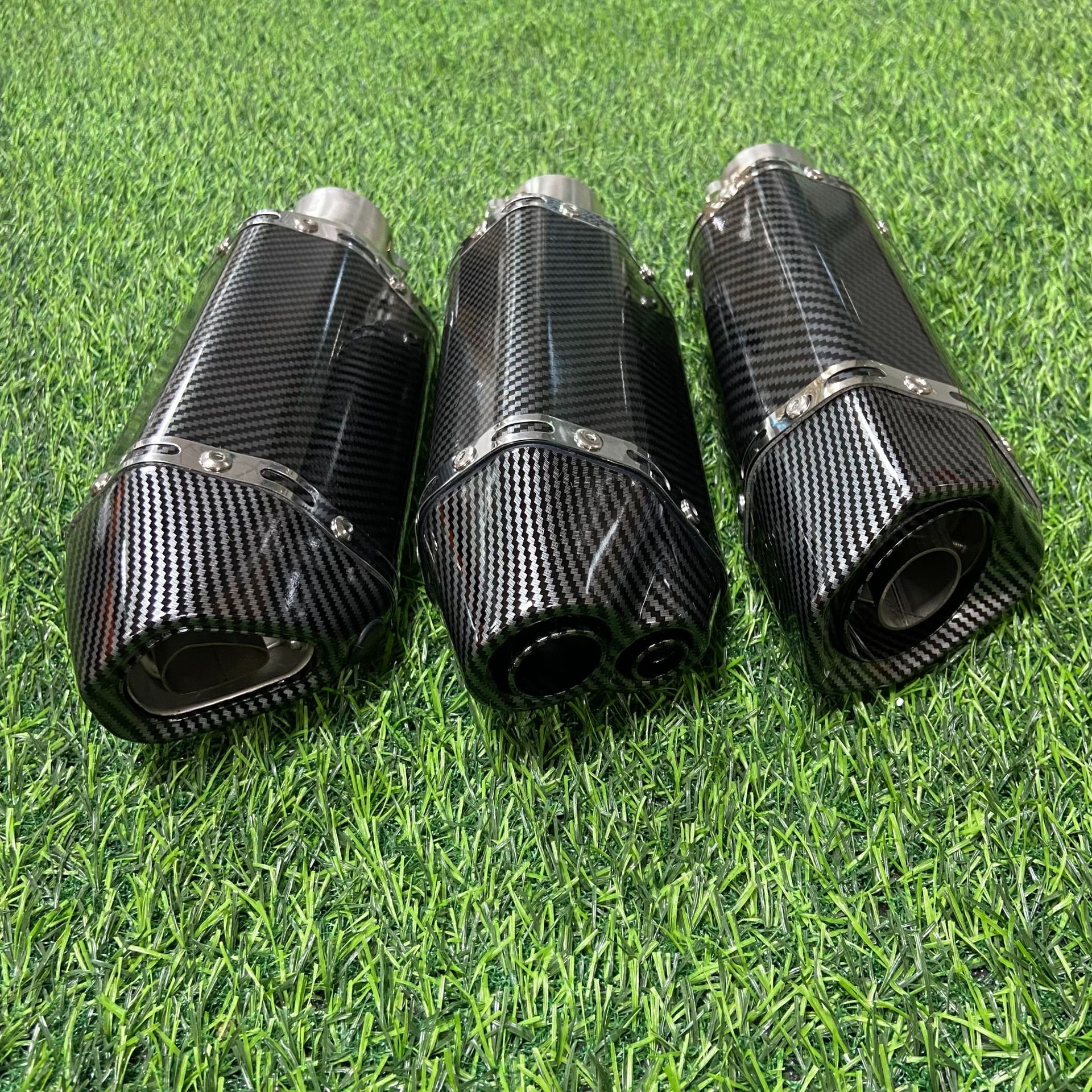 Motorcycle exhaust pipe full imitation carbon fiber small hexagonal 51MM universal 450SR 321R CBR650 GSX250