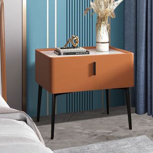 Bedside Table All Solid Wood Accessible Luxury Scandinavian Leather Art Simple Modern Storage Bedside Table Home Small Apartment Complete Installation