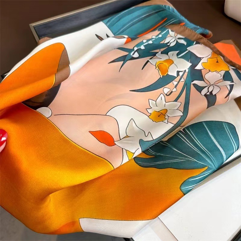 2025 viaje nuevo 70 bufandas de seda cuadrada de trabajo bufandas de seda para mujeres bufandas de seda de verano bufandas de seda delgada bufandas de seda