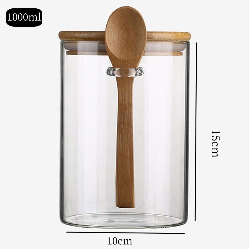 Tanque de sellado de vidrio transparente de alto borosilicato con tapa de granos granos granos de café lata de almacenamiento de vidrio lata de té impresa logotipo