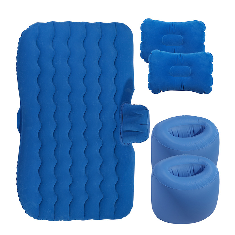 Vehicle-mounted inflatable bed — Qìchē Car Inflatable Bed - wave-pattern-double-support-flocking-blue