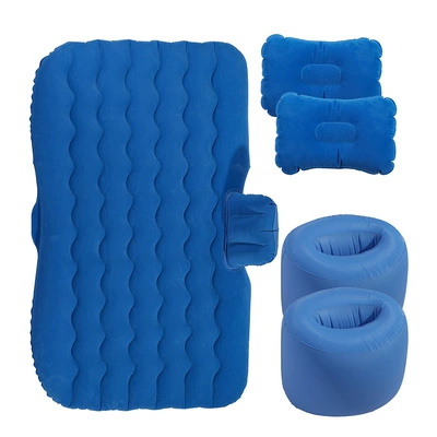 Vehicle-mounted inflatable bed — car inflatable mattress rear seat air - wavy-double-support-flocking-blue