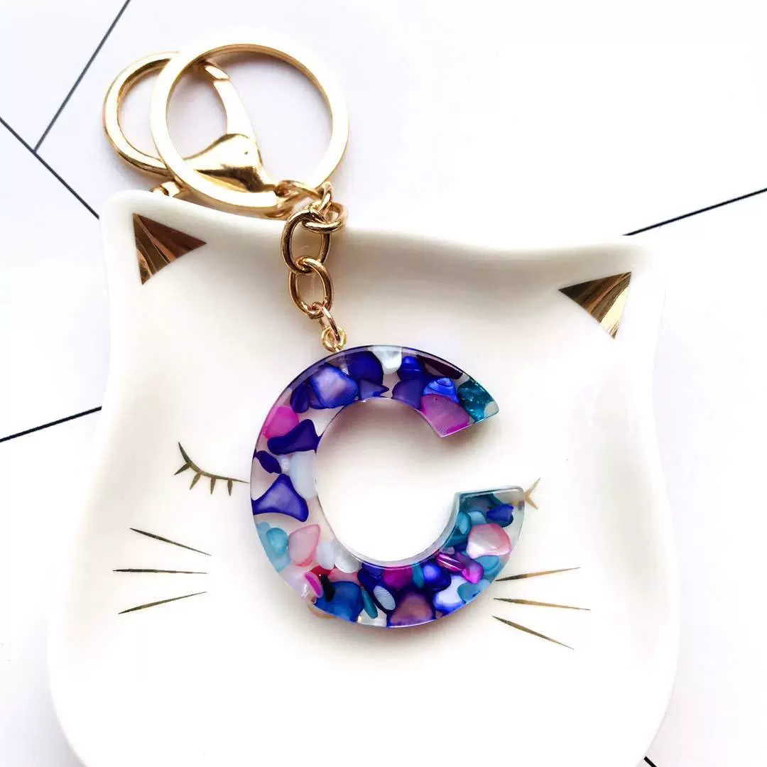 Multicoloured keychain with letters, cute accessory, high quality bag, letter A