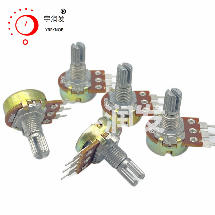 宇润发品牌148单联电位器B50KL15H14.5mm单排3脚旋转碳膜可调电阻