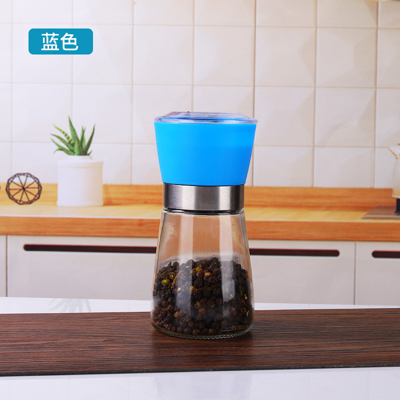 Molinillo de vidrio Cónico manual de pimienta Molinillo de sal gruesa Botella de molienda manual portátil