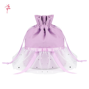 Children's Backpack Ballet Princess Style Bucket Canvas Dance Bag Backpack Cylinder Bag Mesh Girl's Dance Sequin Bag