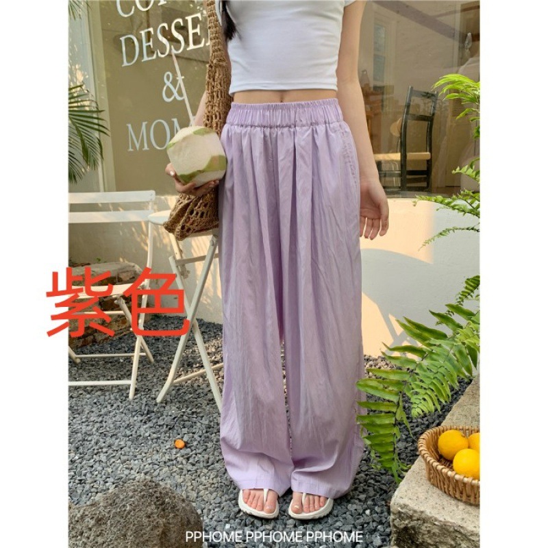 冰丝阔腿裤女夏季高腰垂感休闲日系棉麻慵懒感山本裤褶皱直筒裤子