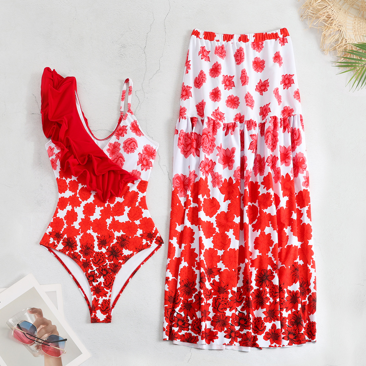 Women's Vacation Ditsy Floral 2 Pieces Set One Piece Swimwear display picture 7