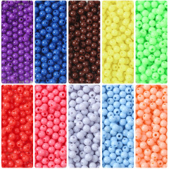 42色アクリル実色丸珠米珠手作りdiyビーズ散珠ブレスレットネックレスアクセサリー材料3/4MM