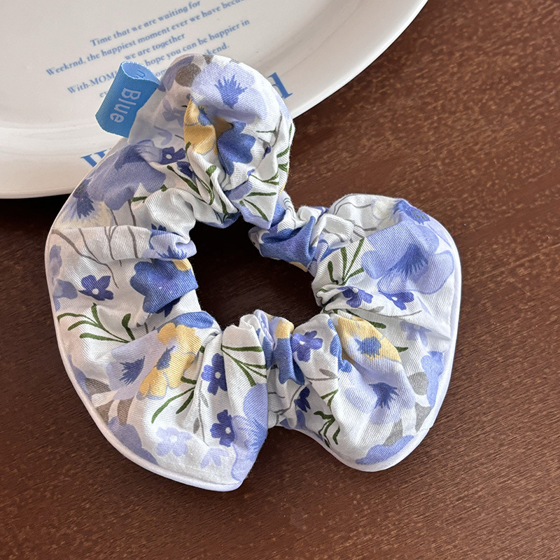 Blue Ballet Style Hair Scrunchie With Bowknot Hair Accessory_voghion.com