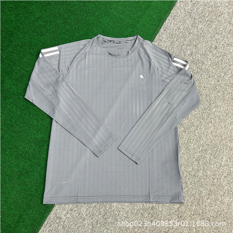 Comercio exterior nuevo deporte correr entrenamiento de acondicionamiento físico hielo elástico rápido secado atletismo hombre camiseta deportiva de manga larga camiseta