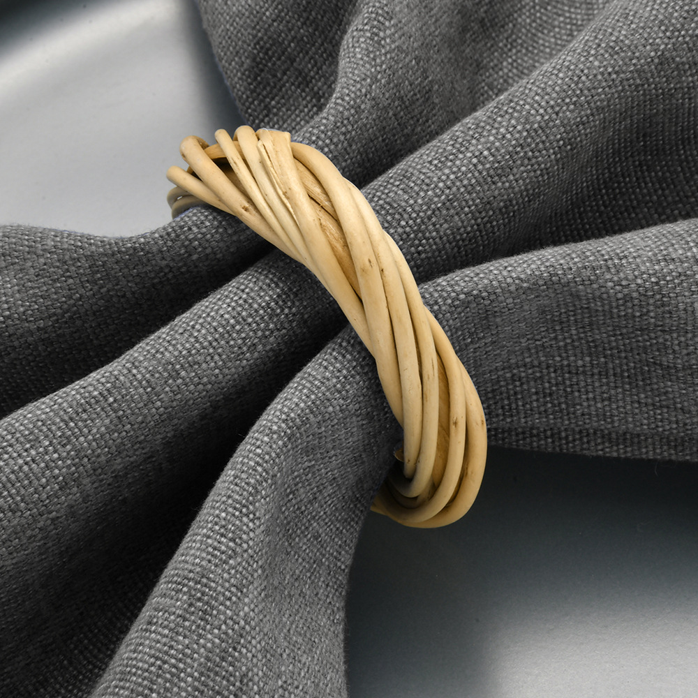 베이지색 등나무 후프 냅킨 링