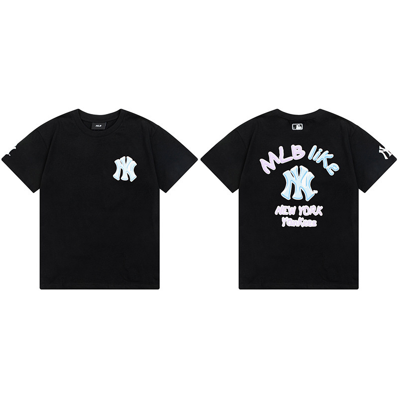 韓国新作MLBバックロゴ大プリントNY半袖Tシャツ男女兼用刺繍カジュアル半袖|undefined