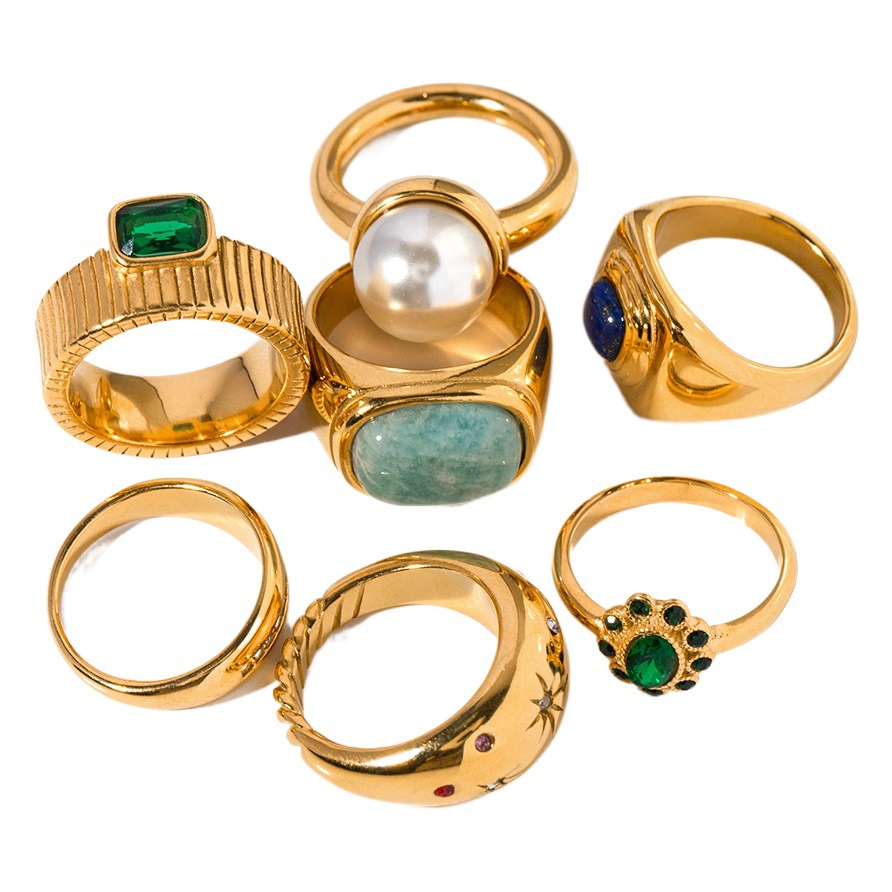 Jieding ヨーロッパとアメリカのステンレス鋼ジルコンリング 18 18k ゴールドメッキインターネット有名人 INS リングペアリングジュエリー女性のリング