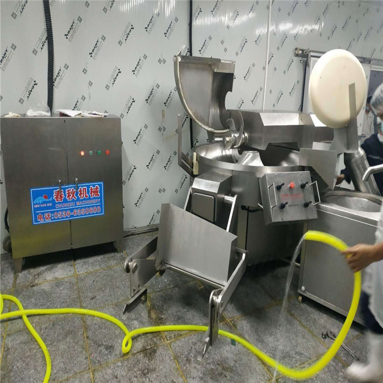 全套烤肠加工设备 真空拌馅机 200大型斩拌机 斩浆细腻弹性口感好