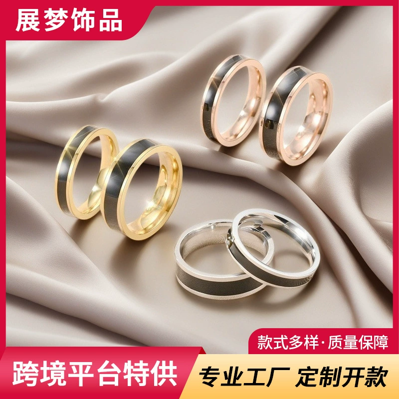 Модные 4-6 мм кольца из нержавеющей стали женские японские и корейские простые капли масла небольшой ароматный ветер титановой стали пара трансграничных продаж