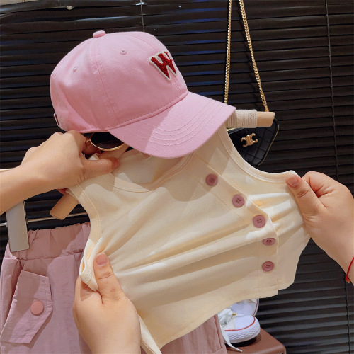 Children's Summer 2024 Fashion Set for Girls in Korea - Cute and Trendy Design Backless Top with Work Pants